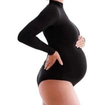 Bory para ensaio gestante liso moda feminina manga longa gola alta suplex 4 estações com proteção UV