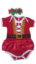 Bory Vestido Bebe Natal Mamãe Noel com enfeite do cabelo Bory Vestido Bebe Natal Mamãe Noel com enfeite do cabelo