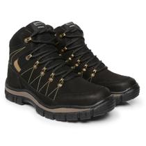 Bota Adventure Masculina Couro Cano Médio Sola Tratorada Cadarço Moda Tendência Trilha Motociclista