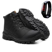 Bota Adventure Masculino Preto Coturno Confortável e Estiloso + Relógio Pulseira Led Bota Adventure Masculino Preto Coturno Confortável e Estiloso + Relógio Pulseira Led