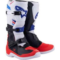 Bota Alpinestars Tech 3 Branco Vermelho Azul Escuro
