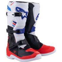 Bota alpinestars tech 3 branco vermelho azul escuro