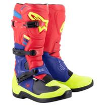Bota alpinestars tech 3 vermelho azul amarelo fluor
