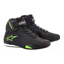 Bota Alpinestars Tênis Pilotagem Moto Sektor Pret Verde Fluo