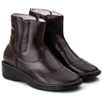 Bota Anatomica Feminina Couro Zíper Anti Stress Leve Comfort