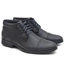 Bota Ankle Boot Couro Cap Tue Masculina Cano Curto Amarração Conforto Casual Versátil Clássica