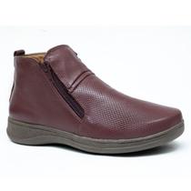 Bota Ankle Boot Couro Feminina Cano Curto Solado Emborrachado Rasteiro Calce Fácil Zíper Uso Diário Confortável Casual Bota Ankle Boot Couro Feminina Cano Curto Solado Emborrachado Rasteiro Calce Fácil Zíper Uso Diário Confortável Casual