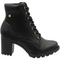 Bota Ankle Boot Moleca Napa Berlim Salto Grosso Feminina