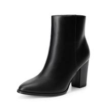 Bota Ankle Feminina DREAM PAIRS ANITA Preta em PU com Salto de 7,5 cm Bota Ankle Feminina DREAM PAIRS ANITA Preta em PU com Salto de 7,5 cm