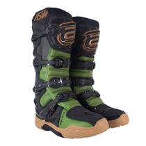 Bota ASW Elevate Enduro Preto Verde Cross Motocross Trilha