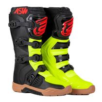 Bota asw image enduro preto/amarelo fluor vermelho