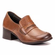 Bota Baixa Em Salto Graxo Conhaque