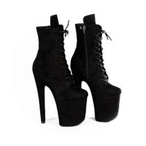 Bota BASTET Preta Microfibra Salto 20cm (8") para Pole Dance Cor:PretoTamanho:BRA 36-37 (EUR 38)