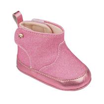 Bota Bebê Menina Pampili Nina com Gliter Rosa Clara