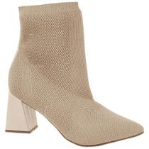 Bota Bebecê Cano Curto Salto Grosso Bico Fino Knit T4316-033