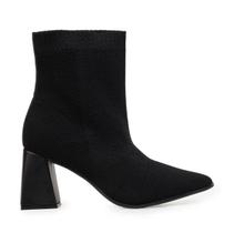 Bota Bebecê Cano Curto Salto Grosso Bico Fino Knit T4316-033