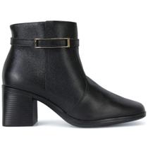 Bota Bebecê Cano Curto T6212-103 Couro Salto Bloco Feminino Bota Bebecê Cano Curto T6212-103 Couro Salto Bloco Feminino