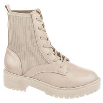 Bota bebece feminina coturno tratorado recortes malha knit t2422-237