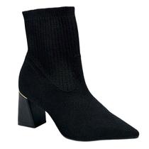 Bota Bebecê Knit Cano Curto Bico Fino T7022-026 Preta Bota Bebecê Knit Cano Curto Bico Fino T7022-026 Preta