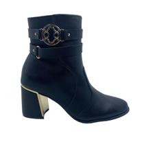 Bota Bebecê Salto Bloco Cano Curto Preta 6616127 Bota Bebecê Salto Bloco Cano Curto Preta 6616127