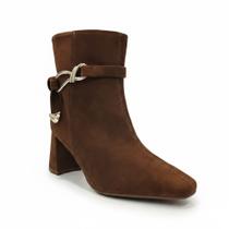Bota Beira Rio Cano Curto Camel Salto Bloco Toque Dourado - Bota Beira Rio Cano Curto Camel Salto Bloco Toque Dourado -