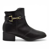 Bota Beira Rio Feminina Cano Curto Salto Quadrado Baixo Conforto -