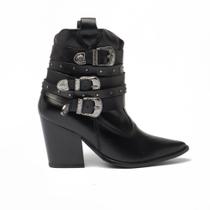 Bota Belluno Salto Bloco Alto Bico Fino Country Couro