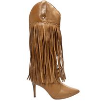 Bota Berti Maria Feminina Cano longo Franja Fendi Couro Bota Berti Maria Feminina Cano longo Franja Fendi Couro