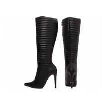 Bota Bico Fino Salto 12 Cano Alto Preto Torricella AVS 80005B Bota Bico Fino Salto 12 Cano Alto Preto Torricella AVS 80005B