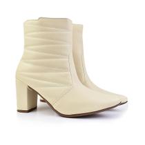 Bota bico fino salto fashion confortável com Bordado OLZZY