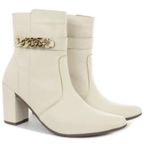 Bota bico fino salto fashion confortável com corrente OLZZY Bota bico fino salto fashion confortável com corrente OLZZY