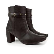 Bota bico fino salto fashion confortável com fivela OLZZY