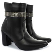 Bota bico fino salto fashion confortável com manta OLZZY Bota bico fino salto fashion confortável com manta OLZZY