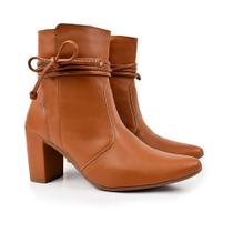 Bota bico fino salto fashion confortável de amarrar OLZZY