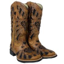 Bota Bico Quadrado Feminina Country Bordada Vimar