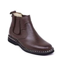Bota Bico Redondo Sola Borracha Costurada Elástico Couro Masculino Bota Bico Redondo Sola Borracha Costurada Elástico Couro Masculino