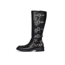 Bota Biker Cano Longo Preto Com Fivelas