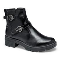 Bota Biker Dakota Cano Curto Verniz Com Fivelas e Sola Tratorada Feminino G9631 - Via Marte