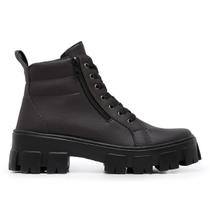 Bota Blogueira Tratorada Zíper Lateral Feminina Café
