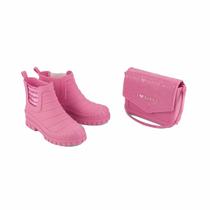 Bota + Bolsa Infantil Barbie love Grendene Rosa