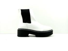 Bota Boot Couro Confy Tchocco Elastic Flat Fashion Confort Feminino Adulto Branco Ref 78301