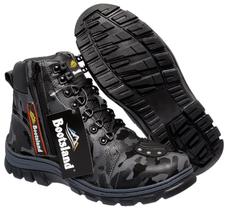 Bota Bootsland Motociclista Camuflada Masculina Fecho em C/Z