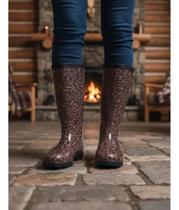 Bota Borracha Galocha Feminina Impermeável Calfor Pampeana Donna Onça Cano Alto Bota Borracha Galocha Feminina Impermeável Calfor Pampeana Donna Onça Cano Alto