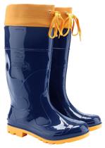 Bota Borracha Pvc Impermeável Azul/amarela C/amarra Galocha