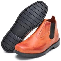 Bota Botina Casual Chelsea Lisa Couro Reforçada - Fox