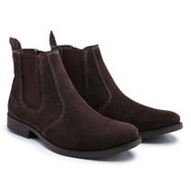 Bota Botina Casual em Couro Masculino Elástico Calce Fácil Elegante Confortável
