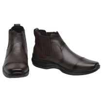 Bota Botina Chelsea Couro Masculina Bico Quadrado Conforto