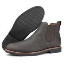 Bota Botina Chelsea Masculina de Couro Cano Curto Café Crazyhorse 103 Bota Botina Chelsea Masculina de Couro Cano Curto Café Crazyhorse 103