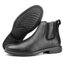 Bota Botina Chelsea Masculina de Couro Cano Curto Preto 100