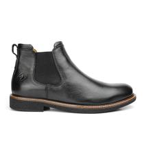 Bota Botina Chelsea Masculina de Couro Cano Curto Preto 104